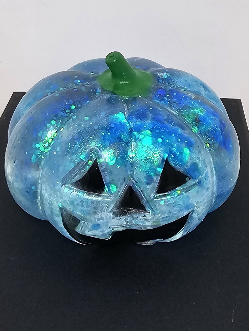 Blue Glitter Jack-o'-Lantern Pumpkin Squishy Toy Stress Relief